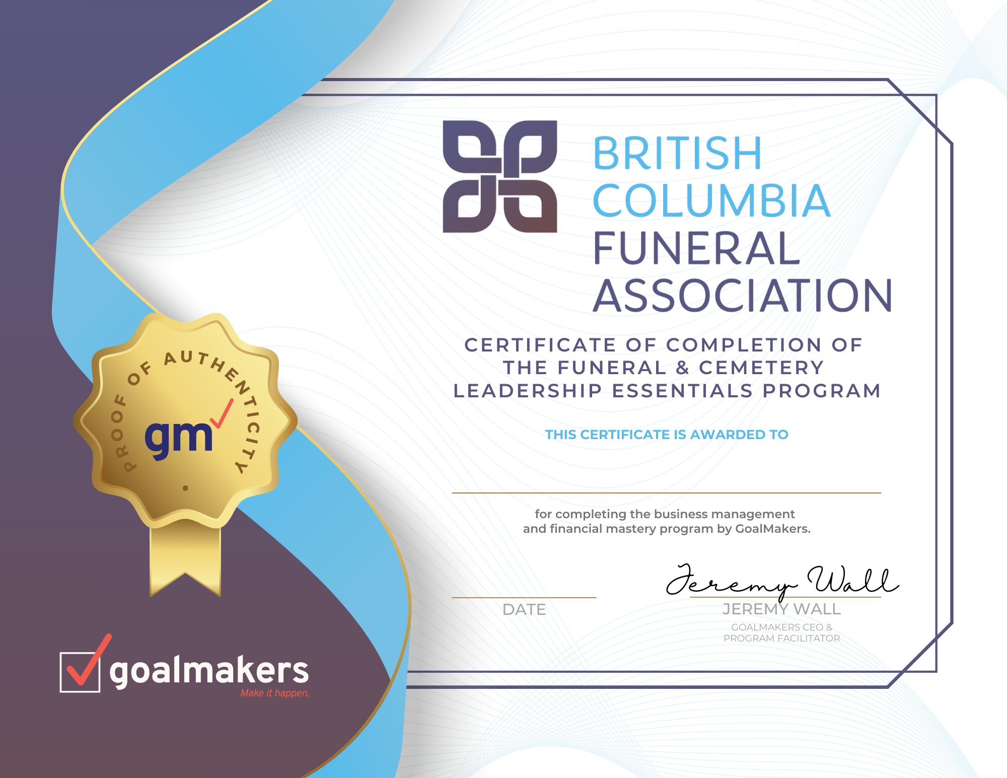 BCFA Landing Page Certificate